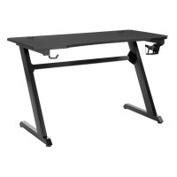 OSP Home Furnishings GST25-BLK Ghost Battlestation Gaming Desk in Matte Black Top and Black Legs